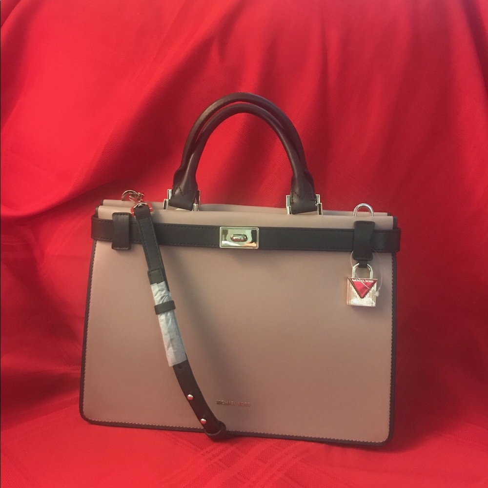 Michael Kors Tatiana blush pink, brown trim leathe